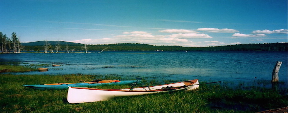 Medicine Lake with Canoes